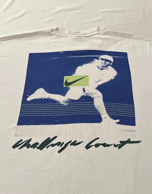 Vintage 90s Nike Challenge Court Andre Agassi Tennis White T-shirt
