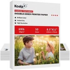 200 PK Koala Double Sided Photo Paper 8.5x11 69lb Canvas Textured Inkjet Laser