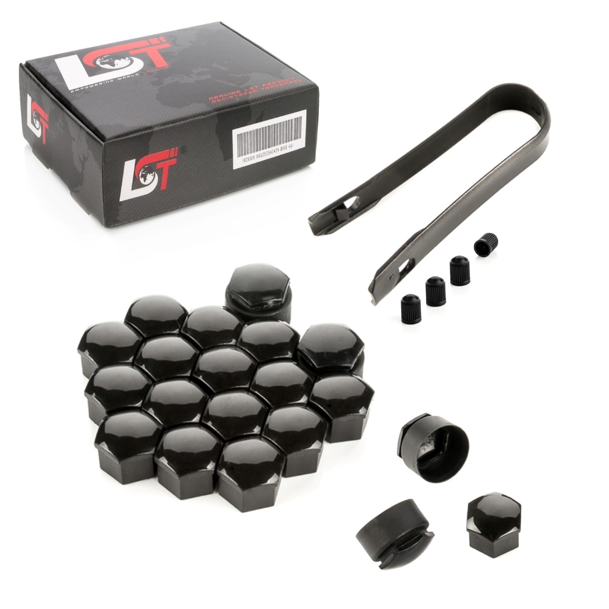 20x Rims Wheel Bolt Caps 0 21/32in Black Shiny Theft Protection for Saab