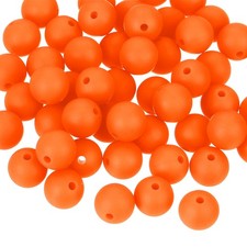50Pcs 9mm Silicone Beads, Round Loose Rubber Bead for DIY Orange Red 