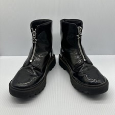 Size 1 girls kids "art" black glitter zip up w/ star zipper fashion boots cute