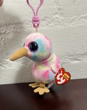 TY Beanie Boos KIWI the Bird 6" Glitter Eyes Plastic Key Clip
