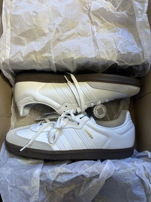 Men's Size 12 Adidas Originals Samba OG Double White Gum Leather Shoes IE3439