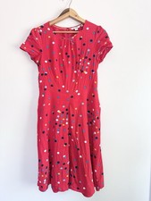 Boden Dress Women’s Red Polka Dot Lined Short Sleeves A Line Sz 10R UK 6R US