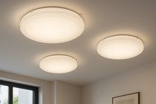 Plafoniera in vetro satinato Ø40 cm con decori grigi – design moderno – luce sof