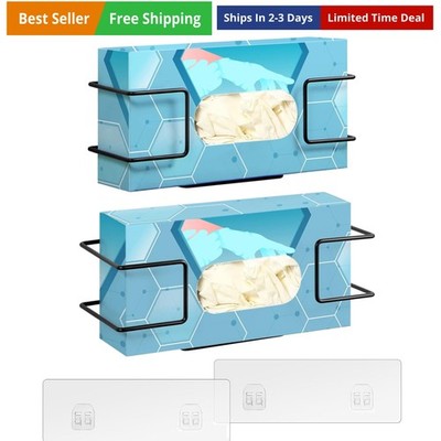 Glove Box Holder Wall Mount Dispenser, 2 Pack with 1 Small + 1 Large Rack, Sm...