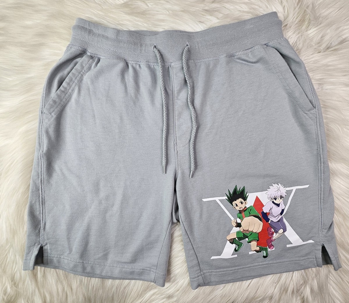 BoxLunch Hunter x Hunter Anime Graphic Shorts Mens Gray Drawstring