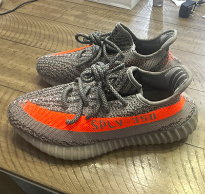 Yeezy adidas Yeezy Boost 350 V2 Beluga Gray/Orange Lace Up Low Top Sneaker