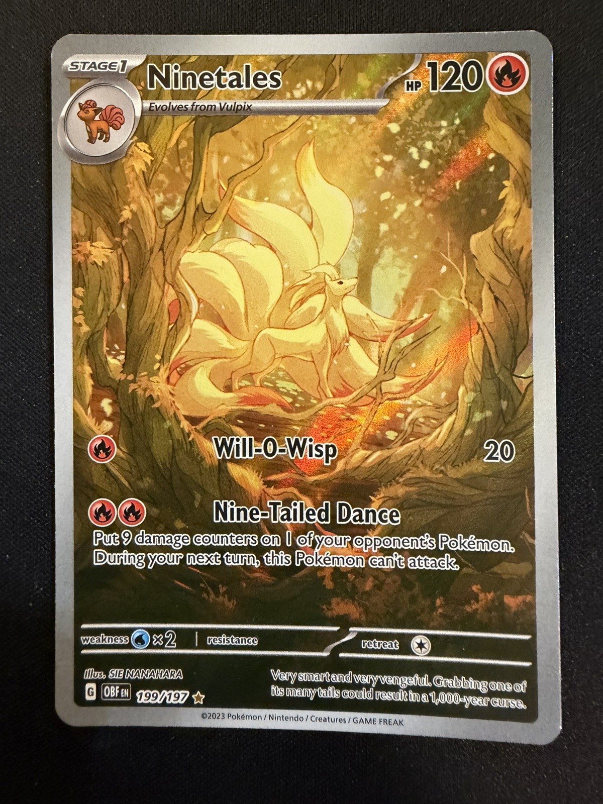 Ninetales 199/197 Illustration Rare Obsidian Flames Pokemon Holo MP