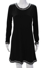 Michael Michael Kors Womens Long Sleeves Knee Length Dress Black White Size Smal