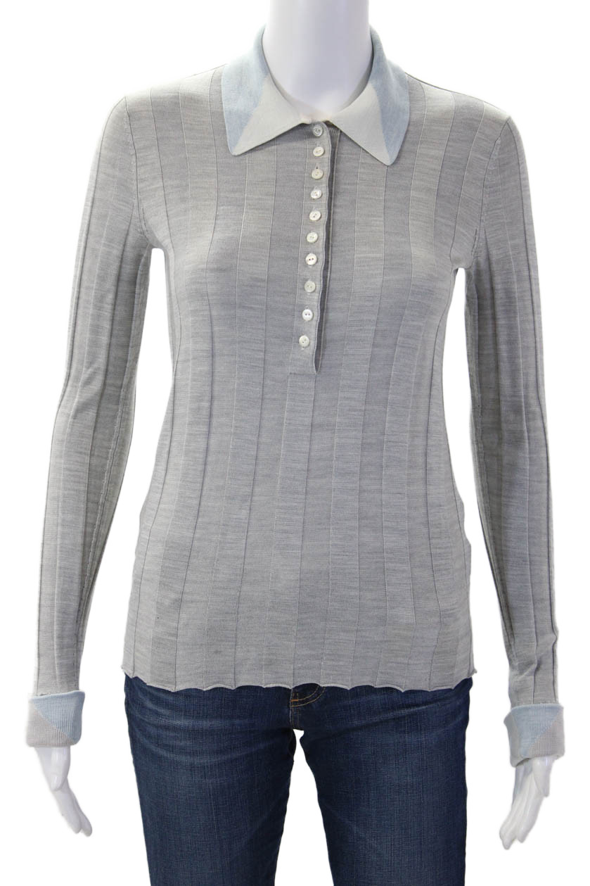 JED Womens Basic Silk Collared Button-Up Shirt Gr… - image 1