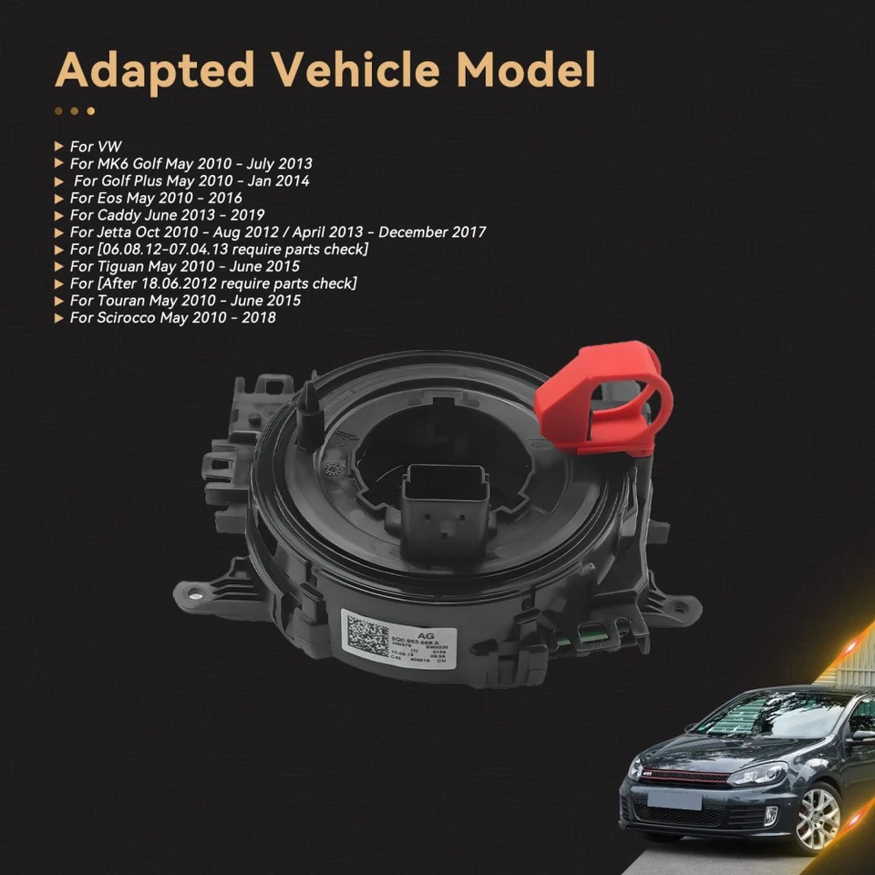 Unidad de control de resorte de bobinado de 1 pieza anillo abrasivo para Seat Skoda VW 5Q0953569A - Imagen 4 de 4