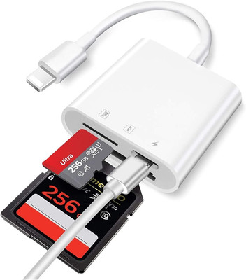 Lightning to SD Card Reader iPhone iPad MFi Dual Slot MicroSD Adapter Plug
