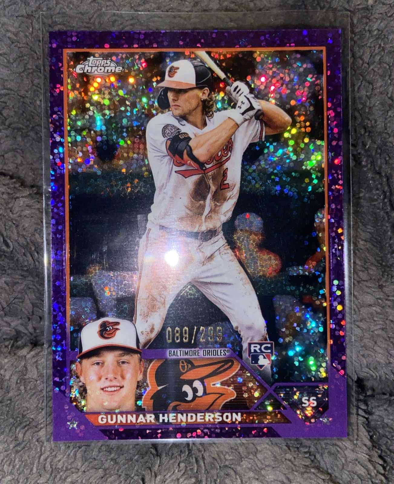 2023 Topps Chrome - Gunnar Henderson #2 Purple Speckle Refractor /299 (RC)