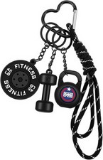 Fitness Keychain for Women Dumbbell Gym Bag Charm PVC Workout Accessory Black