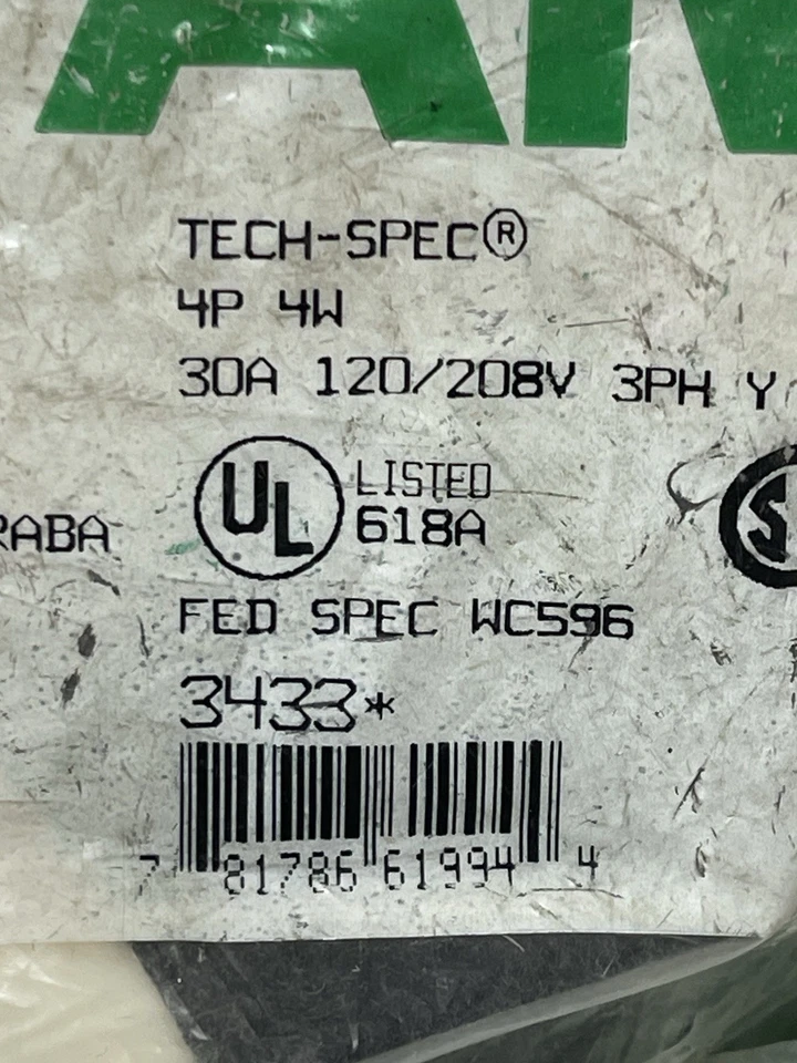 Bryant Locking Connector 4P 4W 120/208V 30A Model 3433 (25JL168) - Image 4 of 4