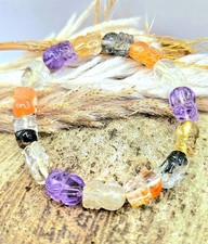 Natural High Grade Mixed Gemstones Carved Blessing Pi Xiu Bracelet