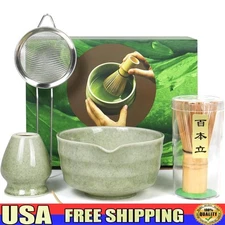 Complete Matcha Whisk Set Bamboo Whisk Bowl Scoop Sifter Holder Tea Ceremony New