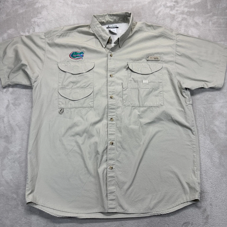 Camisa masculina Florida Gators XL bege Columbia botão para baixo pesca futebol NCAA - Imagem 2 de 4