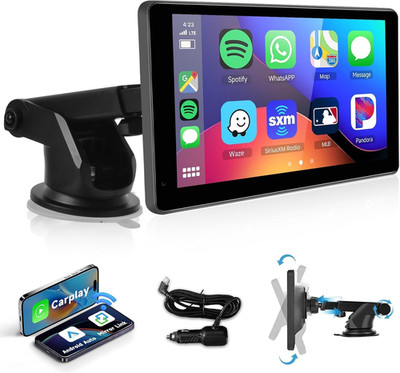 Wireless Carplay Screen for Car,7Inch 1080P HD IPS Touch Screen Portable Car Rad