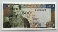 Colombia 500 Pesos Oro Banknote 1979 Old Colombian World Paper Money Currency