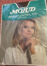 Vintage NIP Mojud Ribbed control top pantyhose Sandalfoot Cotton lined crotch
