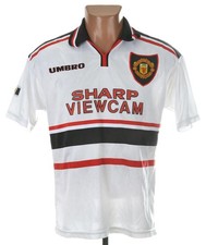 MANCHESTER UNITED 1997 1999 AWAY FOOTBALL SHIRT JERSEY UMBRO SIZE XL BOYS