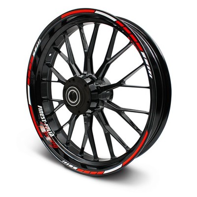 Felgenrandaufkleber Komplett Set RS Design Zubehör für 15-17 Zoll Neon Rot MR016