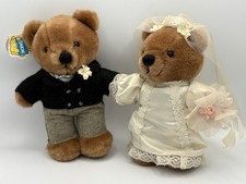Dakin Wedding Bears Plush Nature Babies Bride Groom Vintage Tags