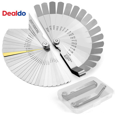 2Pcs High-Precision Feeler Gauge Set - 32-Blade Straight and 16-Blade Offset Fil