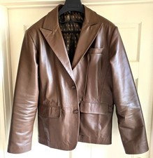 Men's CHOCOLATE DARK BROWN Genuine Lambskin LEATHER Blazer Jacket 46 XL NWOT