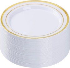 50PCS Gold Plastic Plate, 10.25 Inch Disposable Dinner Plate Party 50PC,