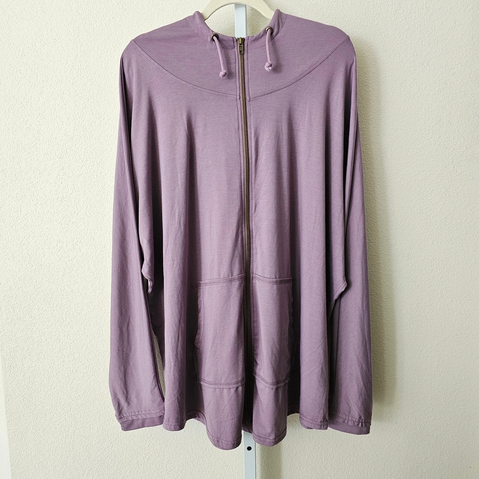 n'Or LABEL Lilac Dolman UV Finger Hole Zip Oversize Hoodie Sz 2 (Approx. L/XL)