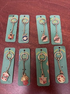 8 Vtg Lot Car Key Chain Emblem Logo Auto Signet Swivel Chrysler Nash Packard