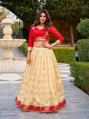 Designer Paithani Lehenga Choli with Koti Jacquard Silk Zari Weaving