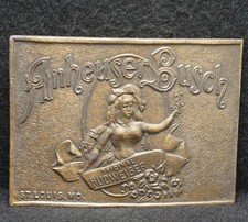 XB17132 VINTAGE 1970s  ANHEUSER BUSCH BUDWEISER  ALCOHOL COMPANY BELT BUCKLE