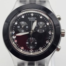 Swatch FULL BLOODED Night SVCK4035AG 2007 Diaphane Chrono Watch Swiss Made-Runs