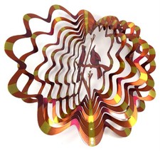 SS 3D Wind Spinner Cardinal Bird Helix Twister Multi Color Stainless-Steel Decor