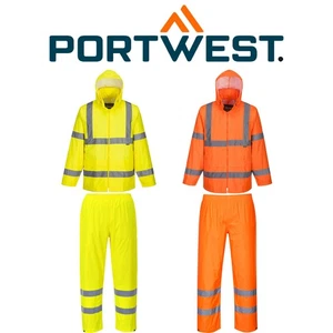 Portwest Hi-Vis imperméable à l'eau coupe-vent réfléchissante manteau de pluie pantalons costume