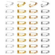 200 Pcs Safety Bar Pins  Brooch Findings(15mm, Silver/Gold/White K Gold/K Gold)