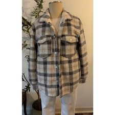 Abercrombie Fitch Women s Small Plaid Sherpa Fleece Shacket Jacket