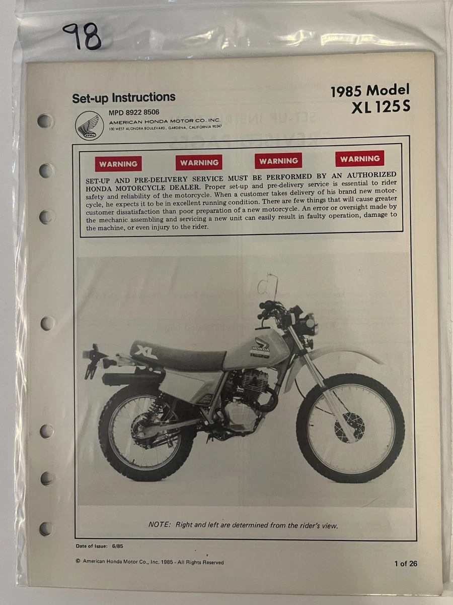 Preços baixos em Reparo de Motocicleta XL125S Manuais e FOLHETOS