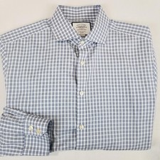 Charles Tyrwhitt Shirt Mens 16 34/35 Blue Gingham Extra Slim Non Iron Dress