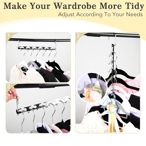 Space Saving Hangers - 20 Pack Metal Magic Closet Organizer, Stainless Steel ... - Picture 4 of 8