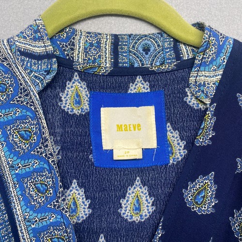 Abito Maeve donna 2 petite blu paisley senza maniche boho tasche foderato boho - Foto 3 di 17