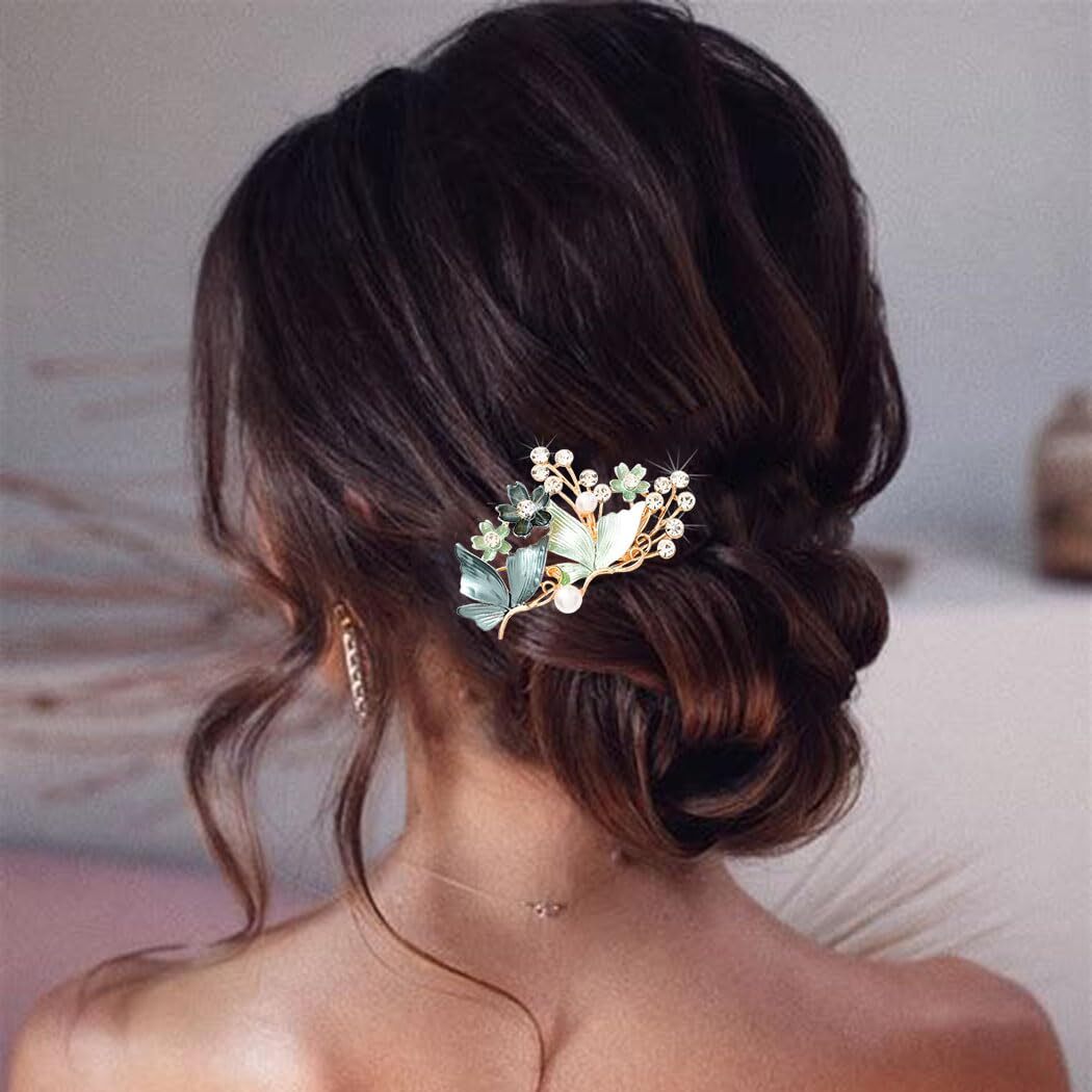 Bartosi Luxury Crystal Rhinestone Butterfly Hair Clips Pack of 2