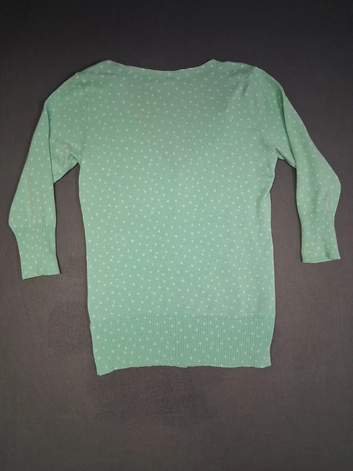 Maurices v-образным вырезом вискозы кардиган верхний новом зеленый белый в горошек печати женщин Sz M - Изображение 2 из 4