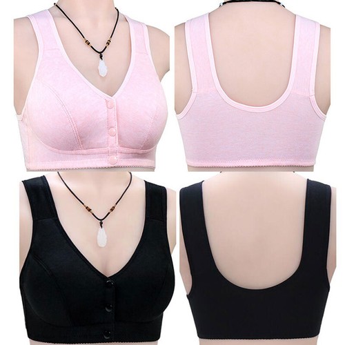 Women's Underwear Wireless Bras Push Up Full Cotton Bralette Front Closure Bra - Picture 17 of 24