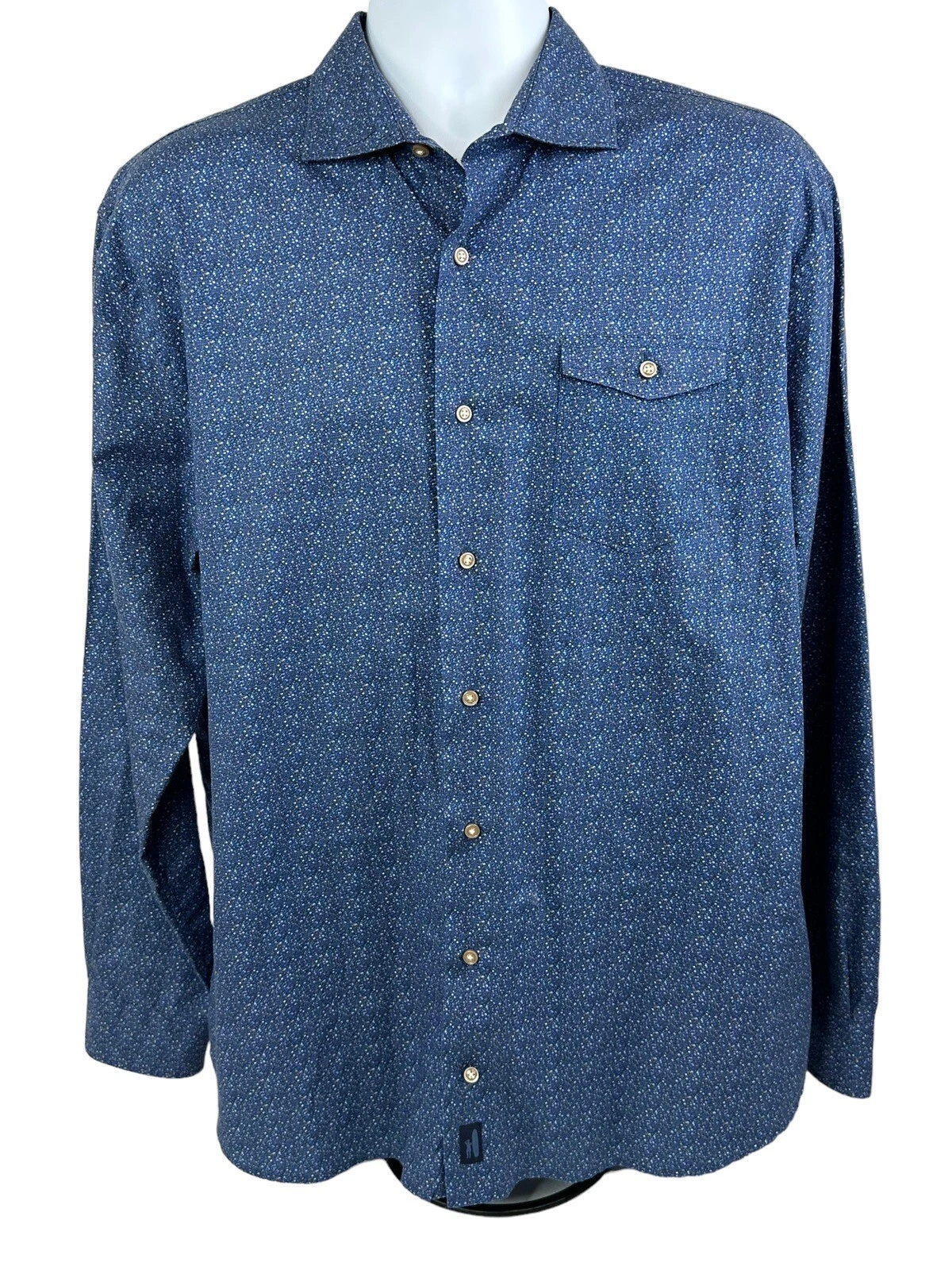 johnnie-O Hangin' Out Shirt Mens Large Blue Bayles Button Up Shirt Floral