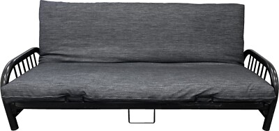 Full Size Black Denim Futon Mattress Cover, Bed Slipcovers, Bed Encasement 